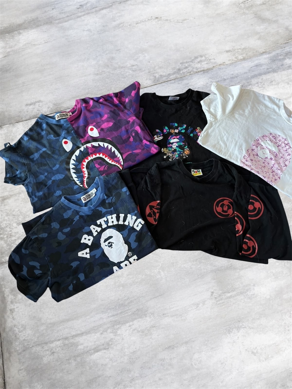 A Bathing Ape (Bape) 5 Tshirts Bundle Size L
